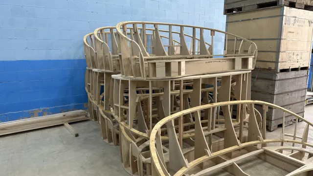 Unfinished wooden furniture frames stored in the shop