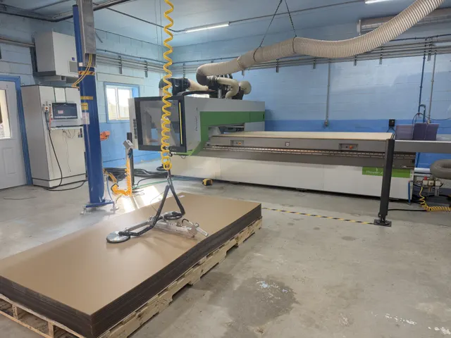 CNC routing table and dust extraction in the workshop